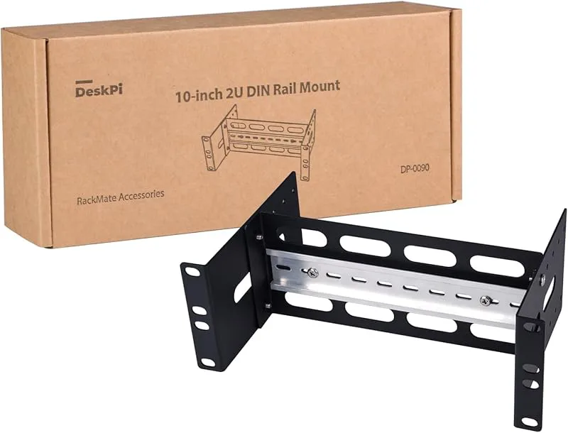 GeeekPi 10 tum 2U justerbar DIN-skena monteringsfäste för DeskPi RackMate T1/T0/T2/T0 Plus/T1 Plus