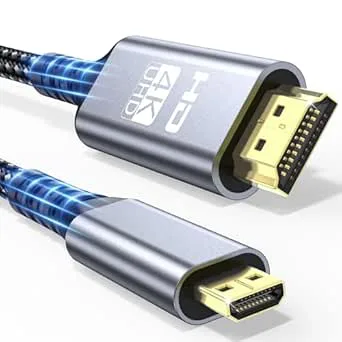 Micro HDMI till HDMI-Kabel 1m, 4K @ 60 Hz, Micro HDMI 2.0-kabel med Ethernet, 3D, HDR, ARC, kompatibel med Raspberry Pi 5/4, GoPro Hero 8/7/6/5, Sony, bildskärm, bärbara datorer