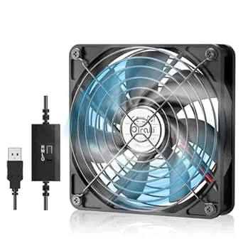 OTraki 120 mm bärbar minifläkt, USB-fläkt, 5 v, 3 hastighet, justerbar, USB-fläkt, ultratysta, minifläkt med metallgaller för PC/PS4/PS5/router/server