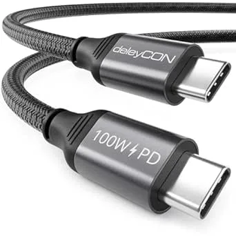 deleyCON 3,0m USB‑C Kabel PD3.0 (100W Snabbladdningskabel) Laddkabel USB Typ‑C till Typ‑C för iPhone 17 16 15 Pro Max Air Galaxy S25 S24 S23 S22 Pixel