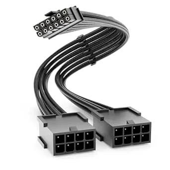 deleyCON 30cm PCIe 12‑pin Hane till 2x8‑pin Hona Förlängningskabel