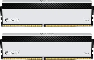 JAZER DDR4 RAM 32 GB (2 x 16 GB) 3 200 MHz CL18, XMP 2.0 överklockning, 1,35 V UDIMM-skrivbordsminne, högpresterande spelminne – vit
