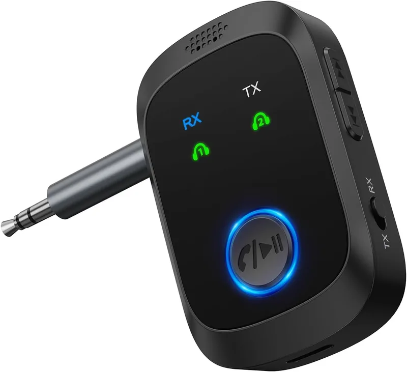 ORIA Sändare Bluetooth 5.4-mottagare, bärbar Bluetooth-adapter med dubbla anslutningar, låg latens, 3,5 mm trådlös ljuds