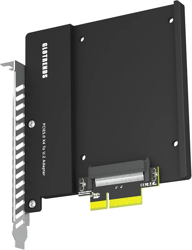 GLOTRENDS PU15 U.2 till PCIe 5.0 X4-adapter, PCIe 5.0 X4 full hastighet (ingen signaldämpning), bakpanel helt i aluminiu