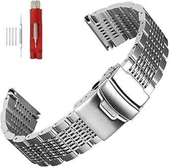 Solidt Utfällbart Spänne, Dykararmband, Rostfritt Stålnätarmband, Borstade Polerade Affärsremmar, Armbandsbälte