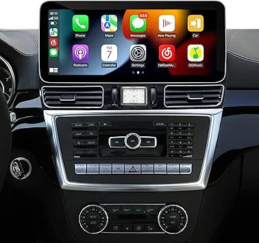 CarPlay för Mercedes NTG 4,5/4,7 GL X166 ML W166 Uppgradering 12,4 tum Androdi skärm Android auto full (Split) skärmspegel app Netflix Spotify Wi-Fi navigering Google Maps fordonskameror (64 GB)