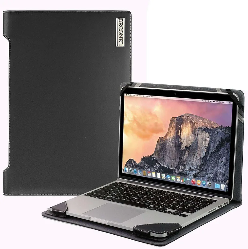 Broonel – profilserie – laptopfodral i svart läder kompatibelt med Dell Precision 3590 15,6 tum arbetsstation bärbar dator