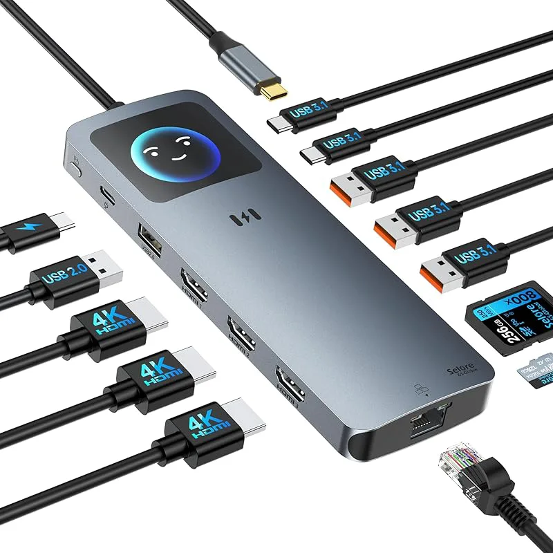 USB C-dockningsstation 3 HDMI