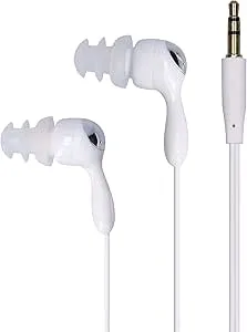 Sorandy Trådlösa Vattentäta Hörlurar för Sport, Ergonomisk Design, Säker Passform, Utbytbara öronproppar, IP68-material, 40 Cm Längd (Vit)