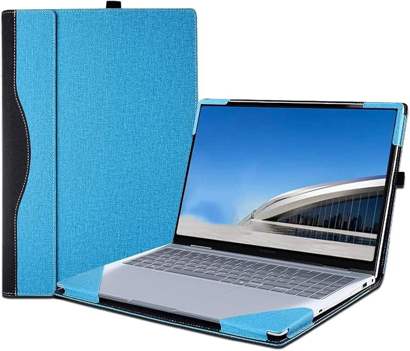 Samsung Galaxy Book4 Edge 14 tum Book 4 Pro laptopfodral för 14 tum & Book3 Pro PU läder (ljusblå)