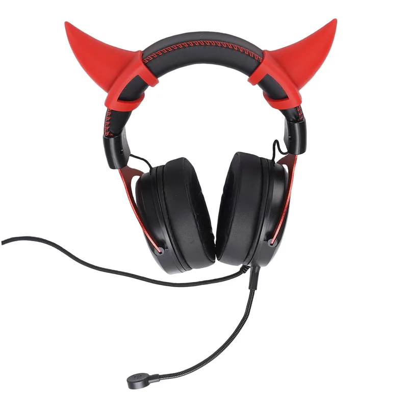 Yanmis spelheadset med mikrofon, svart och röd