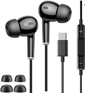 För Google Pixel 10 9 8 7 6 5-serien USB C-hörlurar typ c in-ear hörlurar trådbunden mikrofon volymkontroll HiFi stereo öronsnäckor MP3-spelare brusisolerande djup pixel 9a 8a 7a Pro Xl Fold