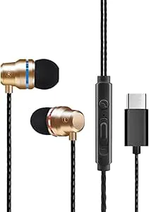 osiuujkw USB C-hörlurar med tråd och mikrofon