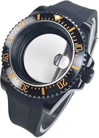 1 st 40 mm boett svart gummiband safirglas rostfritt stål vattentätt for NH35 NH36 urverk tillbehör
