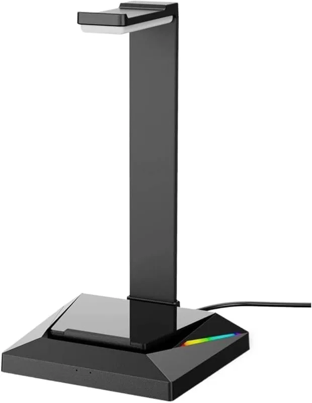 Hörlurshängare Headsetställ Gaminghörlursställ Trådbundet headset Skrivbord Dubbelhängare Bas med Telefonhållare 2 USB-portar
