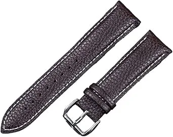 Läderarmband Damrem 16mm 18mm 19mm 20mm 22mm Armband I Alla Storlekar, Reservarmband, Klocktillbehör(Brown White,18mm)