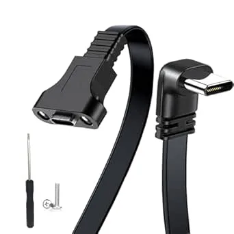 MISYNLON 100 W USB C 3,1 förlängningskabel kort, 90° typ C kontakt till hona panel mount-adapterkabel för IP15/16/17, S23/S22/S21, Carplay (0,3 m/11,8 tum)