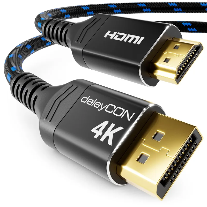 deleyCON 0,5m 4K DisplayPort till HDMI Kabel