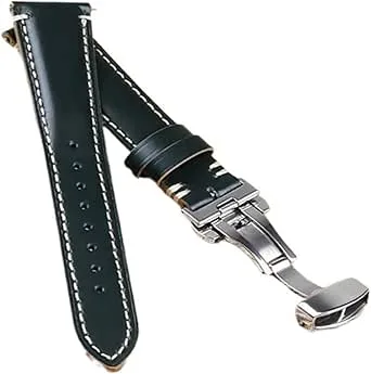 Klockarmband med trälåda, fjärilsspänne, oljeläderarmband