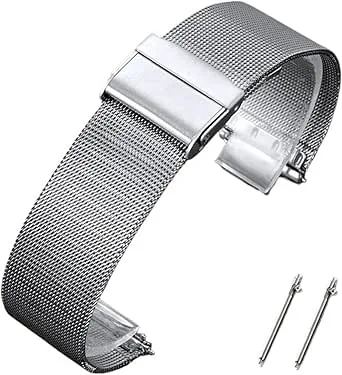 0,8 Mm Milanesiskt Nätögla Klockarmband I Rostfritt Stål Metallarmband 2 Tjockt Band For DW For Omega Armband