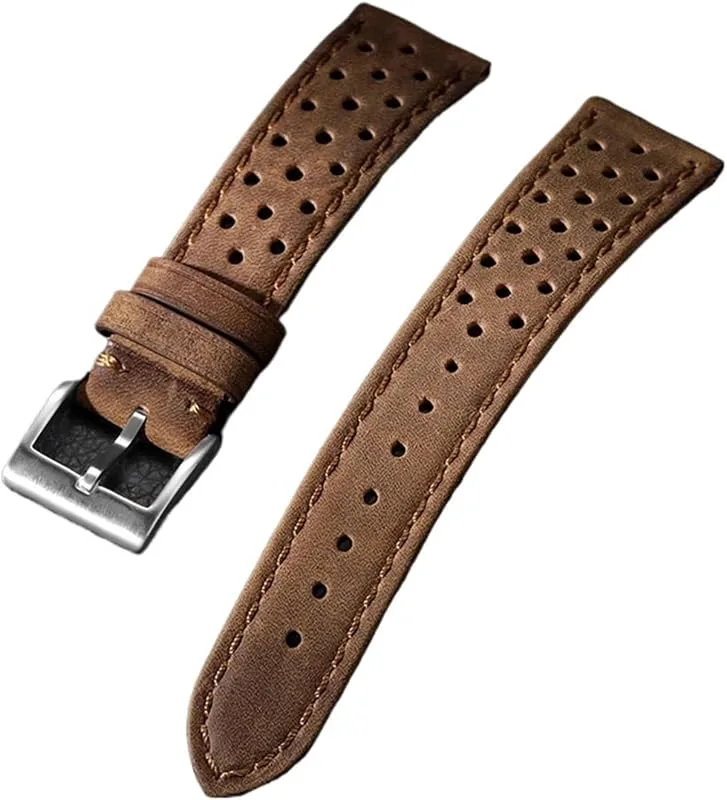 Andningsbart Klockarmband For Tag Heuer For Seiko 18mm Olje-/matt Läderarmband Herr Damerarmband