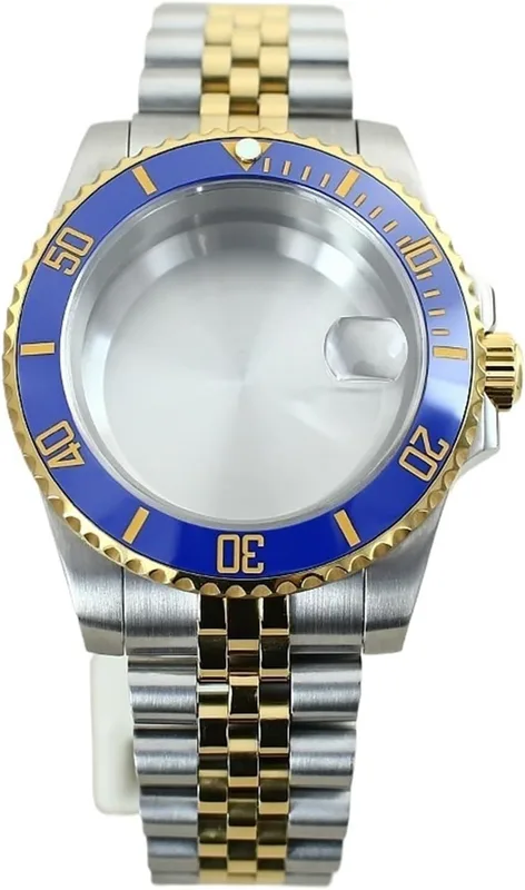 1 st 40 mm Silver Guld Vattentätt Fodral for 8215 Movement GMT SUB Klocka Armband Sapphire