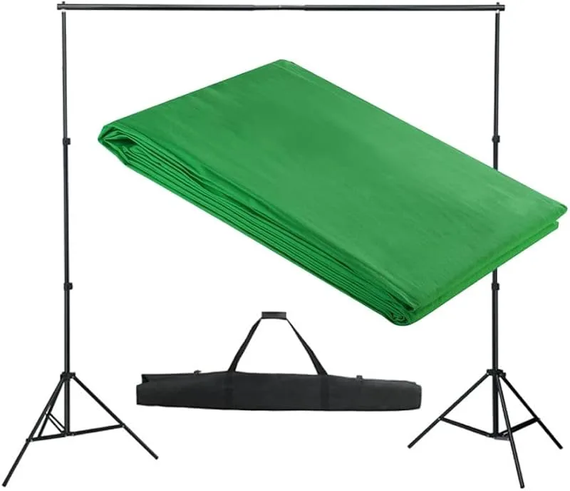 fotobakgrundssystem 300 x 300 cm grön, bakgrundsstativ, justerbart bakgrundsstativ för fotostudio, produktfotografering, video, porträtt