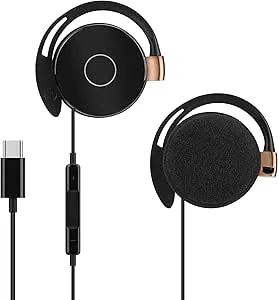 GEEKRIA Kabelanslutna clip-on-ear-hörlurar med mikrofon