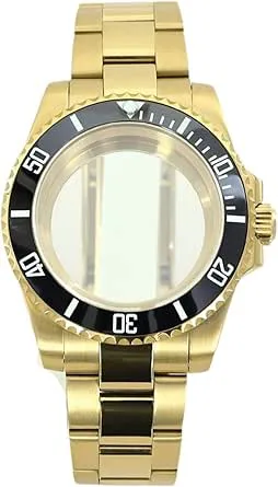 1st 40mm 20ATM Diver Gold Watch Fodral Armband Safirglas for NH35 NH36 NH34 NH70 Movt SUB GMT Reparationsdelar