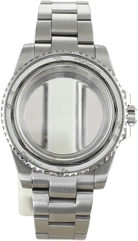 40 mm silverfärgad klockfodral Safirglas