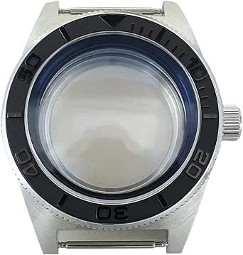 1st 40mm Safirglasklocka Rostfritt stålfodral Gummiband for NH36 NH35 Mod 62MAS NH34 rörelse Transparent/Solid bottenkåpa