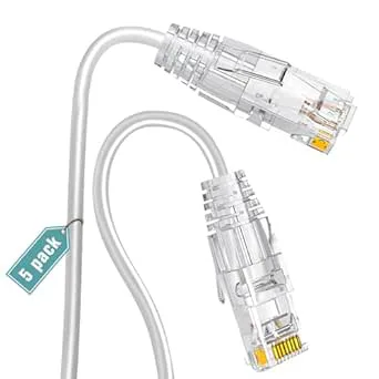 Ercielook Cat6a patchkabel 2 m (5 stycken) höghastighets Cat6a 550 MHz nätverkskabel med hög hastighet, 28 AWG ren koppar kort Ethernet-kabel för patchpanel/nätverksskåp
