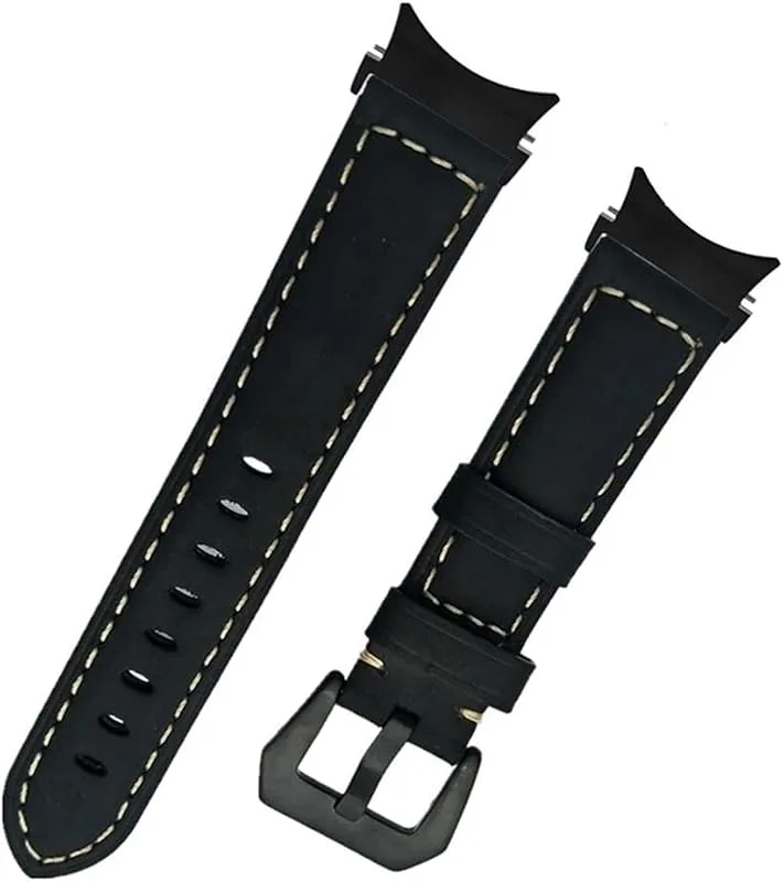 No Gaps Läderband passar for Samsung Galaxy Watch 4 5 6 40mm 44mm 5pro 45mm Rempassform for Galaxy Watch 4 6 Classic 43mm 47mm 46mm 42mm