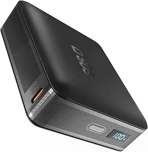 SBS NanoTube PowerBank HD, 20 000 mAh, 65 W strömförsörjning, AFC, Powerbank med snabbladdning, högdensitetsteknik, LCD-skärm, USB-C, bärbar reseladdare, kompakt design, svart