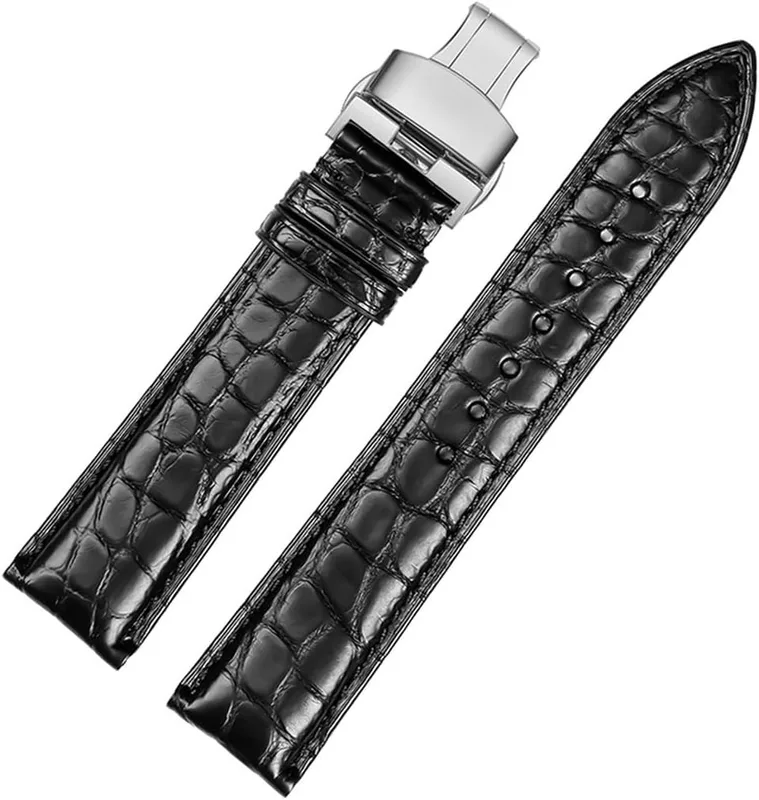 Klockband av krokodilläder passar for Longine/Omega/Seiko män och kvinnor Butterfly-lås Klockarmband 14 mm 16 mm 18 20 22 24 mm armband