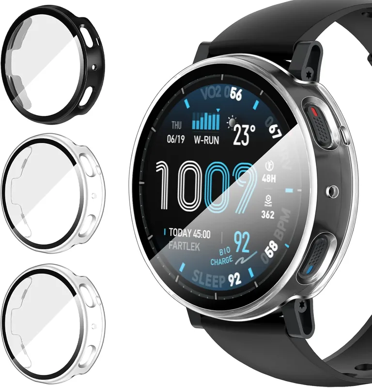 ivoler 3 stycken fodral med härdat glas för Amazfit Active Max
