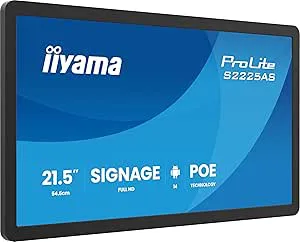iiyama Prolite S2225AS-B1P digital skyltskärm IPS LED Full HD USB-C ljudut USB 2.0/3.2 RJ45 Android 14 OS iiSignage² WiFi Bluetooth PoE 24/7 3H Anti-G