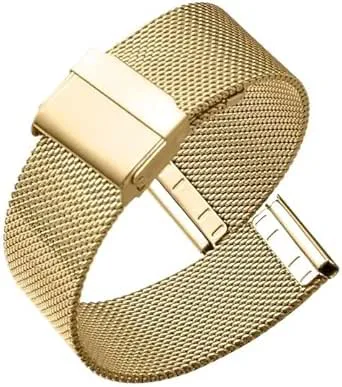16mm 18mm 20mm 22mm Klockarmband I Rostfritt Stål Med Säkerhetsspänne, For For Milanesiskt Metallarmband Platt Huvud(Gold,22mm)