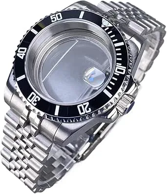 1st 40MM SUB/GMT klockfodral Solid Armband Glide Lock Spänne for NH34 NH35 NH36 urverk Rostfritt stål Herrtillbehör