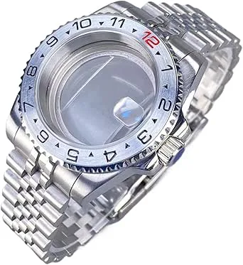 1 st 40MM Silver Watch-fodral SUB/GMT Safir Rostfritt Stål for NH34 NH35 NH36 Urverk 28,5MM Urtavla Tillbehör