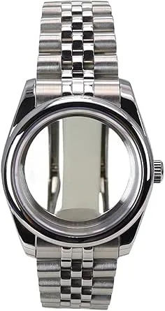 1 st Silverfärgad 36/39 mm klockfodral Rem for NH35 NH36 NH38 for Miyota8215 Urverk 28,5 Urtavla Safirglas Oyster