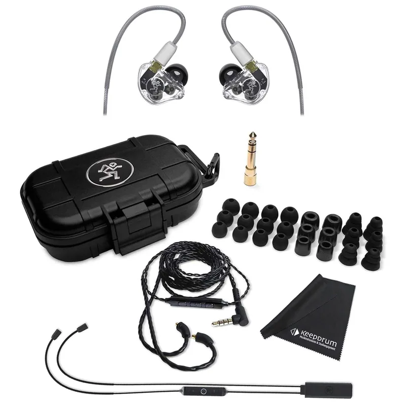 Mackie MP-320 in-ear hörlurar med Bluetooth-adapter och mikrofiberduk