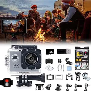 4K actionkamera med 170° vidvinkel, WiFi-kapacitet, vattentät design, HD-videoinspelning, perfekt för utomhussport och dykning