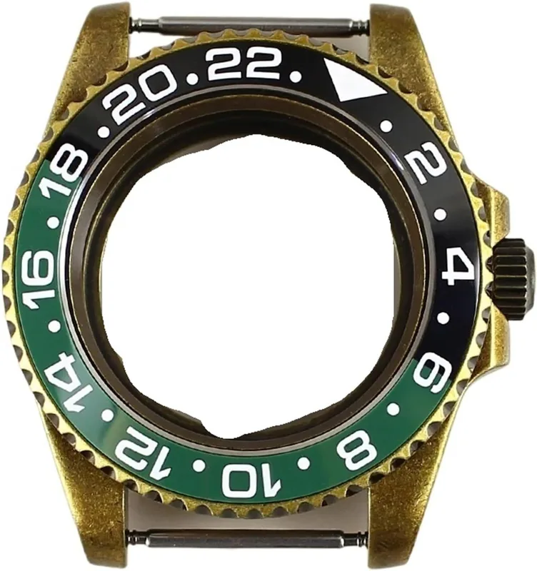 1st Brons 40 mm GMT-klockfodral for män Safirkristallglas
