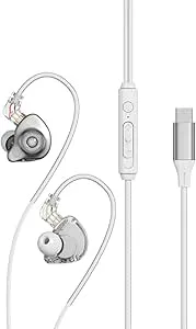 EpheyFIF Löstagbara USB C HiFi-öronsnäckor med volymkontroll