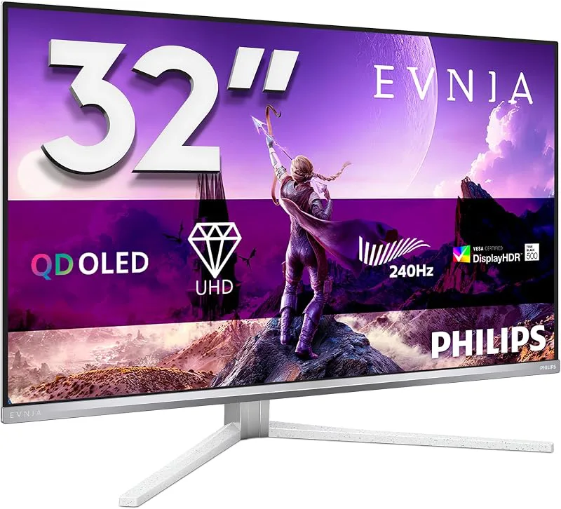 Philips Evnia 8000 32M2N8900P/00 datorskärm 80 cm (31,5") 3840 x 2160 pixlar 4K Ultra HD QD-OLED Vit: