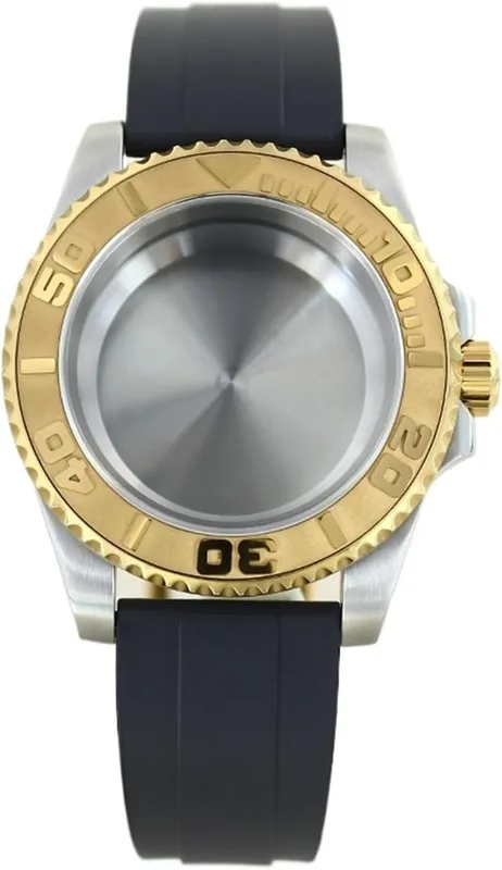 1 st Silver Guld 40 mm klockfodral Safir for NH35 NH36 NH34/38 4R36 NH72 rörelsegummiband