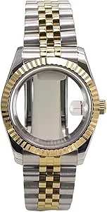 1st 39 mm vattentätt klockfodral Safirkristall for Miyota8215 rörelser 28,5 Urtavla Oyster/Jubileumsrem(NO.5 Silver Gold)