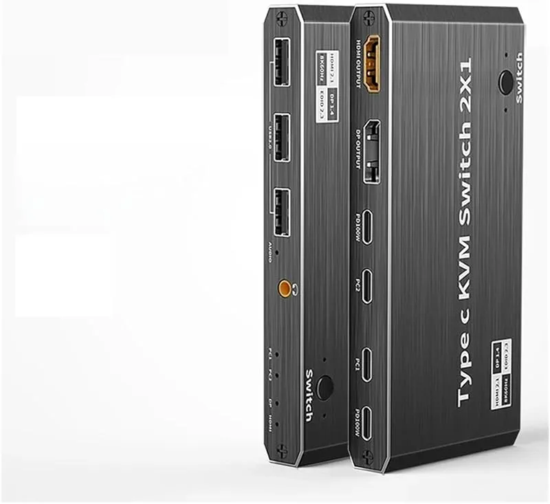 8K 60Hz USB Typ C KVM-switch 2x1 4K 120Hz Thunderbolt 3/4