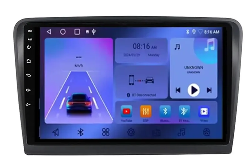 Trådlös Carplay-skärm Bilradio för Skoda Superb 2 Apple CarPlay Android Auto GPS-navigering Röststyrning 8 Core Wifi 4G+64G